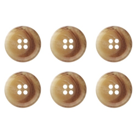 Pack of 6 Tan Mottled Effect Buttons 20mm